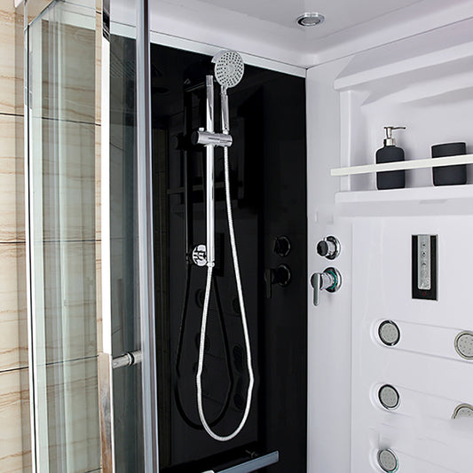Framed Stainless Steel Tub & Shower Kit Rounded Clear Shower Stall Clearhalo 'Bathroom Remodel & Bathroom Fixtures' 'Home Improvement' 'home_improvement' 'home_improvement_shower_stalls_enclosures' 'Shower Stalls & Enclosures' 'shower_stalls_enclosures' 'Showers & Bathtubs' 7362768