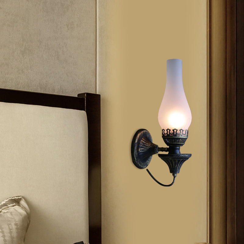 Factory Vase Shade Wall Light 1 Head Yellow/Clear Crackle Glass Sconce Lighting Fixture for Outdoor Clearhalo 'Art deco wall lights' 'Cast Iron' 'Glass' 'Industrial wall lights' 'Industrial' 'Middle century wall lights' 'Modern' 'Rustic wall lights' 'Tiffany' 'Traditional wall lights' 'Wall Lamps & Sconces' 'Wall Lights' Lighting' 736317