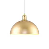 Industrial Dome Hanging Lamp 1 Light Metallic Height Adjustable Pendant Lighting in Gold for Bedroom, 12"/16" Dia Clearhalo 'Art Deco Pendants' 'Cast Iron' 'Ceiling Lights' 'Ceramic' 'Crystal' 'Industrial Pendants' 'Industrial' 'Metal' 'Middle Century Pendants' 'Pendant Lights' 'Pendants' 'Tiffany' Lighting' 73631