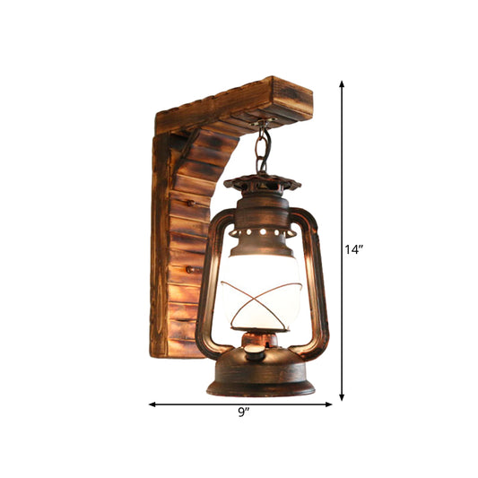 Copper Kerosene Wall Lighting Fixture Loft Opal Glass 1-Light Outdoor Sconce Light with Bamboo Right Angle Arm Clearhalo 'Art deco wall lights' 'Cast Iron' 'Glass' 'Industrial wall lights' 'Industrial' 'Middle century wall lights' 'Modern' 'Rustic wall lights' 'Tiffany' 'Traditional wall lights' 'Wall Lamps & Sconces' 'Wall Lights' Lighting' 736362