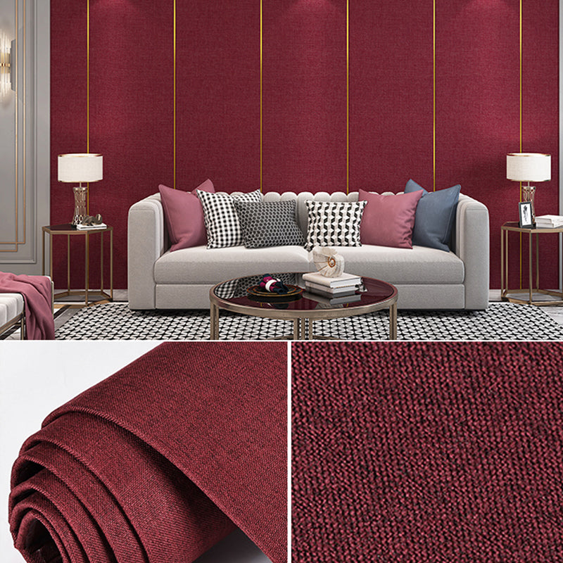 Modern Flax Wall Covering Paneling Textured Wall Interior Anti-collision Plank Burgundy Clearhalo 'Flooring 'Home Improvement' 'home_improvement' 'home_improvement_wall_paneling' 'Wall Paneling' 'wall_paneling' 'Walls & Ceilings' Walls and Ceiling' 7363817