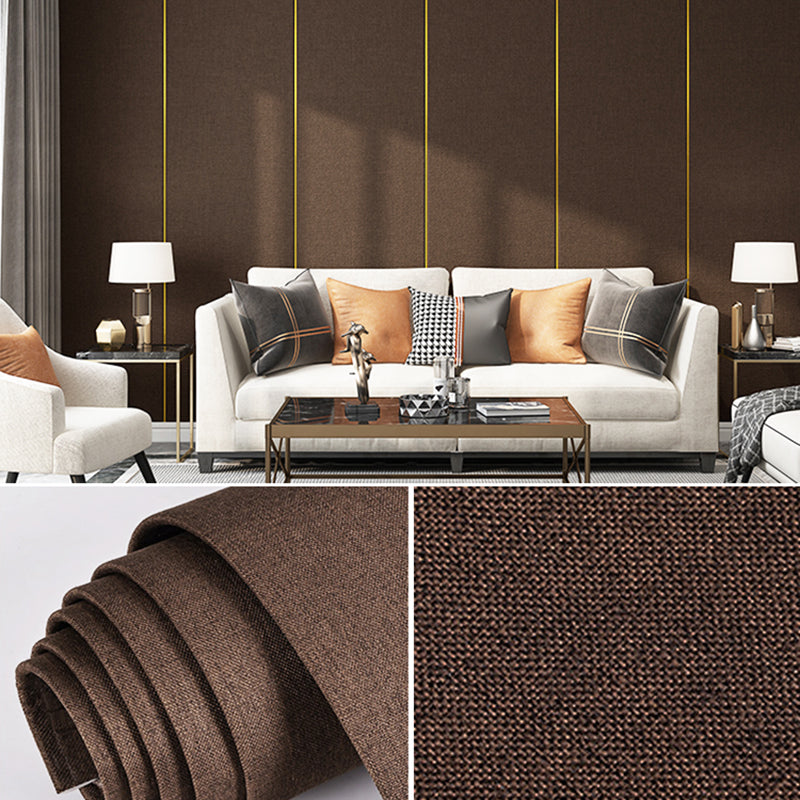Modern Flax Wall Covering Paneling Textured Wall Interior Anti-collision Plank Dark Coffee Clearhalo 'Flooring 'Home Improvement' 'home_improvement' 'home_improvement_wall_paneling' 'Wall Paneling' 'wall_paneling' 'Walls & Ceilings' Walls and Ceiling' 7363819
