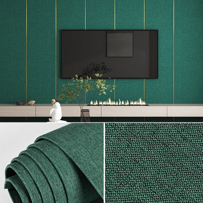 Modern Flax Wall Covering Paneling Textured Wall Interior Anti-collision Plank Blackish Green Clearhalo 'Flooring 'Home Improvement' 'home_improvement' 'home_improvement_wall_paneling' 'Wall Paneling' 'wall_paneling' 'Walls & Ceilings' Walls and Ceiling' 7363821
