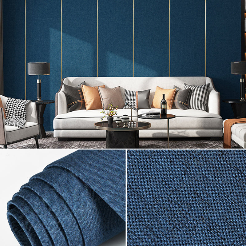 Modern Flax Wall Covering Paneling Textured Wall Interior Anti-collision Plank Navy Blue Clearhalo 'Flooring 'Home Improvement' 'home_improvement' 'home_improvement_wall_paneling' 'Wall Paneling' 'wall_paneling' 'Walls & Ceilings' Walls and Ceiling' 7363822