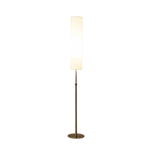 Cylinder Living Room Floor Reading Light Fabric 1-Light Minimalist Floor Stand Lamp in White Clearhalo 'Floor Lamps' 'Lamps' Lighting' 736401