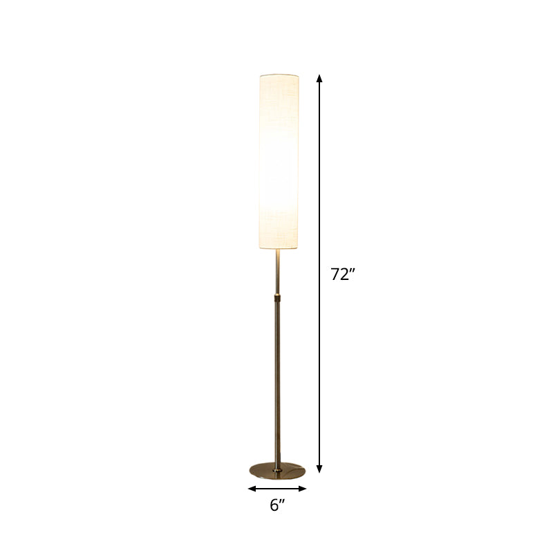 Cylinder Living Room Floor Reading Light Fabric 1-Light Minimalist Floor Stand Lamp in White Clearhalo 'Floor Lamps' 'Lamps' Lighting' 736402