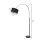 Modern Drum Floor Light Fabric 1 Head Living Room Overarching Stand Up Lamp in Black with Marble Base Clearhalo 'Floor Lamps' 'Lamps' Lighting' 736406