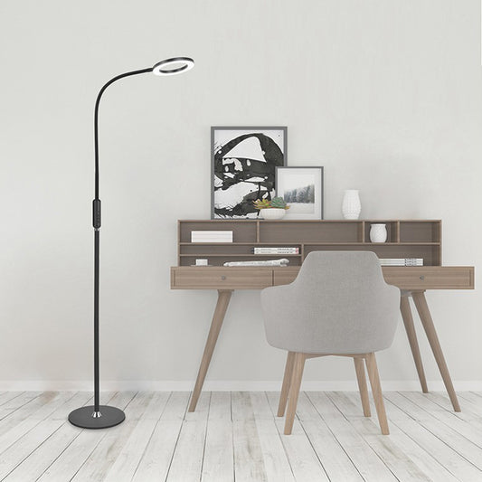 Metal Loop Floor Standing Lamp Modernist White/Black Curved LED Floor Light for Living Room Black Clearhalo 'Floor Lamps' 'Lamps' Lighting' 736407