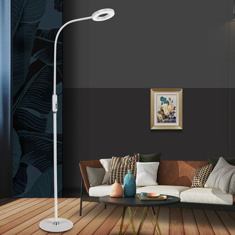Metal Loop Floor Standing Lamp Modernist White/Black Curved LED Floor Light for Living Room White Clearhalo 'Floor Lamps' 'Lamps' Lighting' 736411