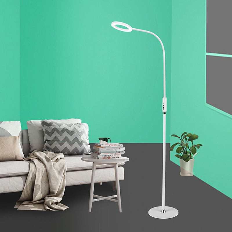 Metal Loop Floor Standing Lamp Modernist White/Black Curved LED Floor Light for Living Room Clearhalo 'Floor Lamps' 'Lamps' Lighting' 736412