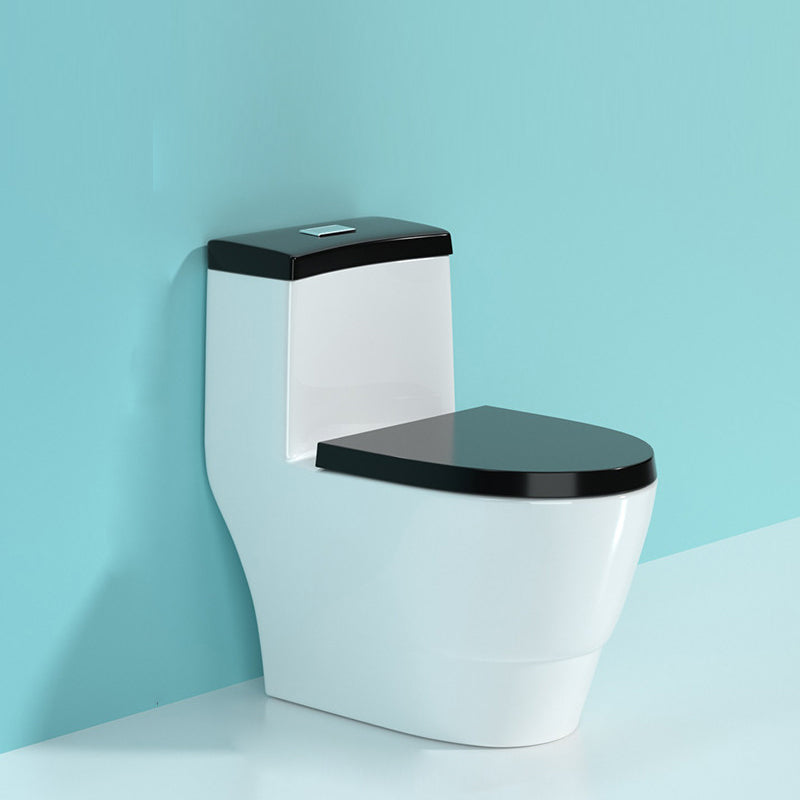 Modern Porcelain Floor Mounted Flush Toilet All In One Siphon Jet Toilet 15"L x 28"W x 28"H Black/ White Clearhalo 'Bathroom Remodel & Bathroom Fixtures' 'Home Improvement' 'home_improvement' 'home_improvement_toilets' 'Toilets & Bidets' 'Toilets' 7364142