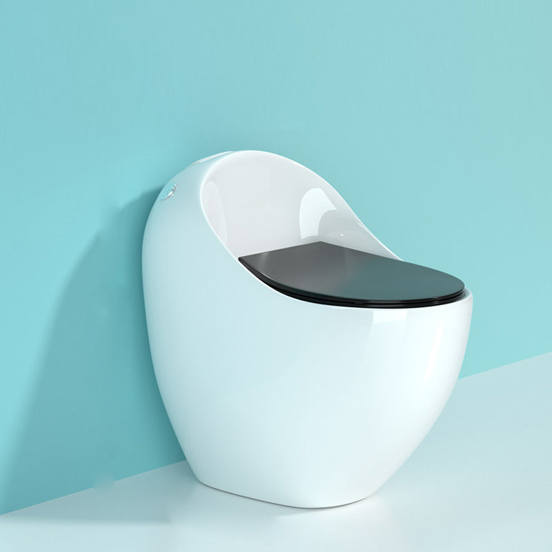 Modern Porcelain Floor Mounted Flush Toilet All In One Siphon Jet Toilet 19"L x 27"W x 26"H White/ Black Clearhalo 'Bathroom Remodel & Bathroom Fixtures' 'Home Improvement' 'home_improvement' 'home_improvement_toilets' 'Toilets & Bidets' 'Toilets' 7364149