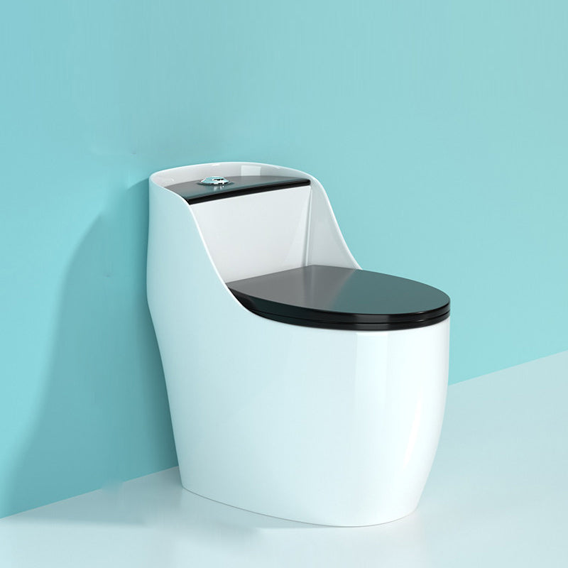 Modern Porcelain Floor Mounted Flush Toilet All In One Siphon Jet Toilet 15"L x 24"W x 25"H Black White Clearhalo 'Bathroom Remodel & Bathroom Fixtures' 'Home Improvement' 'home_improvement' 'home_improvement_toilets' 'Toilets & Bidets' 'Toilets' 7364153