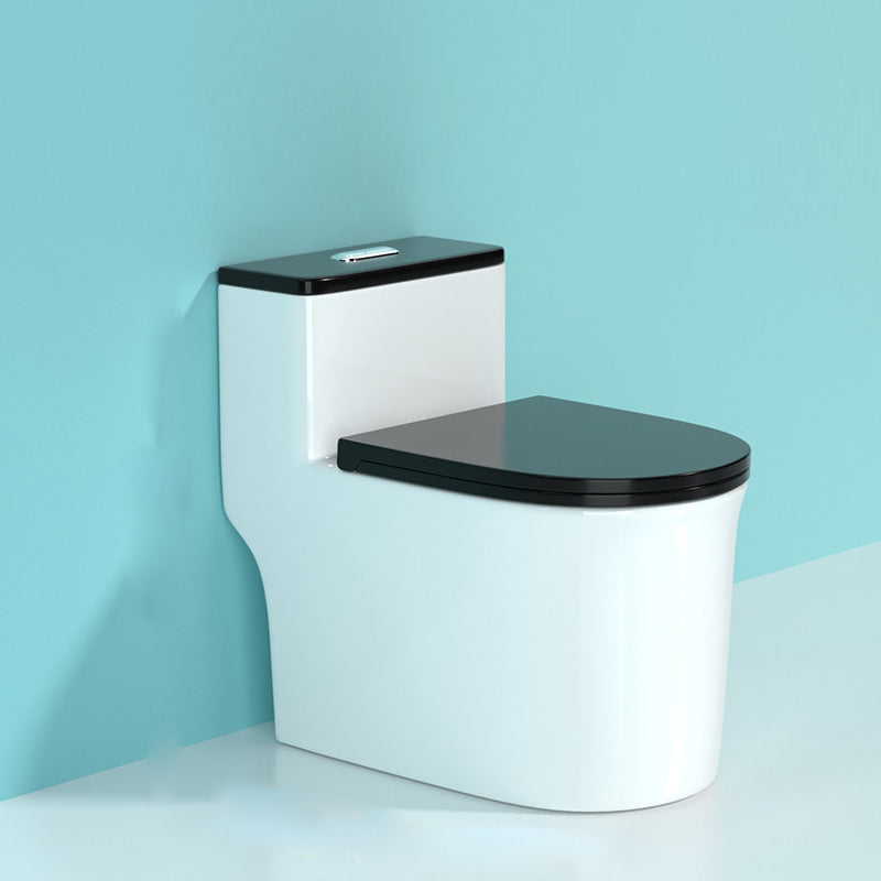 Modern Porcelain Floor Mounted Flush Toilet All In One Siphon Jet Toilet 16"L x 27"W x 25"H Black/ White Clearhalo 'Bathroom Remodel & Bathroom Fixtures' 'Home Improvement' 'home_improvement' 'home_improvement_toilets' 'Toilets & Bidets' 'Toilets' 7364157