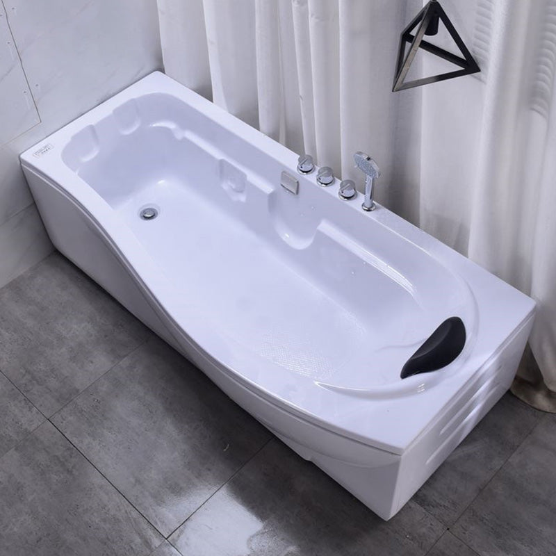 Modern Rectangular Bathtub Stand Alone Acrylic White Soaking Bath Left Tub with Silver 5-Piece Set Clearhalo 'Bathroom Remodel & Bathroom Fixtures' 'Bathtubs' 'Home Improvement' 'home_improvement' 'home_improvement_bathtubs' 'Showers & Bathtubs' 7364165