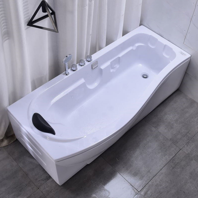 Modern Rectangular Bathtub Stand Alone Acrylic White Soaking Bath Right Tub with Silver 5-Piece Set Clearhalo 'Bathroom Remodel & Bathroom Fixtures' 'Bathtubs' 'Home Improvement' 'home_improvement' 'home_improvement_bathtubs' 'Showers & Bathtubs' 7364168