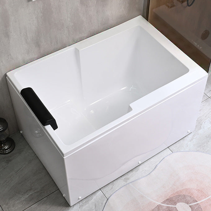 Back to Wall Soaking Bath Modern Rectangular Antique Finish Bath Tub Right Tub with Pillow Clearhalo 'Bathroom Remodel & Bathroom Fixtures' 'Bathtubs' 'Home Improvement' 'home_improvement' 'home_improvement_bathtubs' 'Showers & Bathtubs' 7364190
