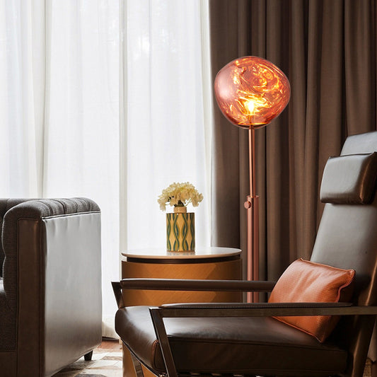 Chrome/Rose Gold Lava-Like Floor Stand Light Designer LED Acrylic Reading Floor Lamp with Expansion Bar Rose Gold Clearhalo 'Floor Lamps' 'Lamps' Lighting' 736419