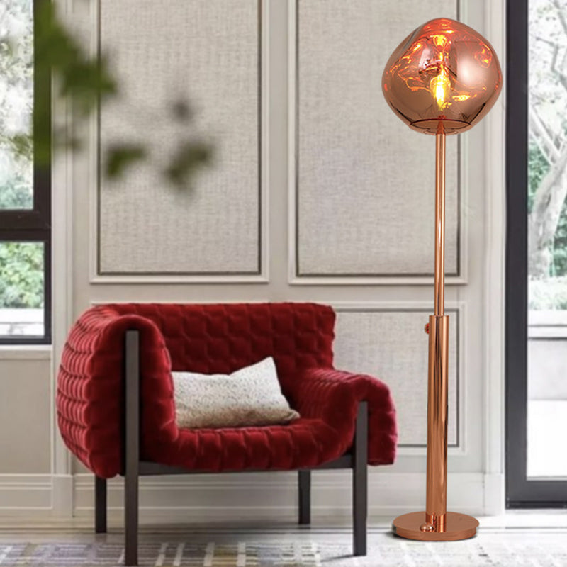 Chrome/Rose Gold Lava-Like Floor Stand Light Designer LED Acrylic Reading Floor Lamp with Expansion Bar Clearhalo 'Floor Lamps' 'Lamps' Lighting' 736420