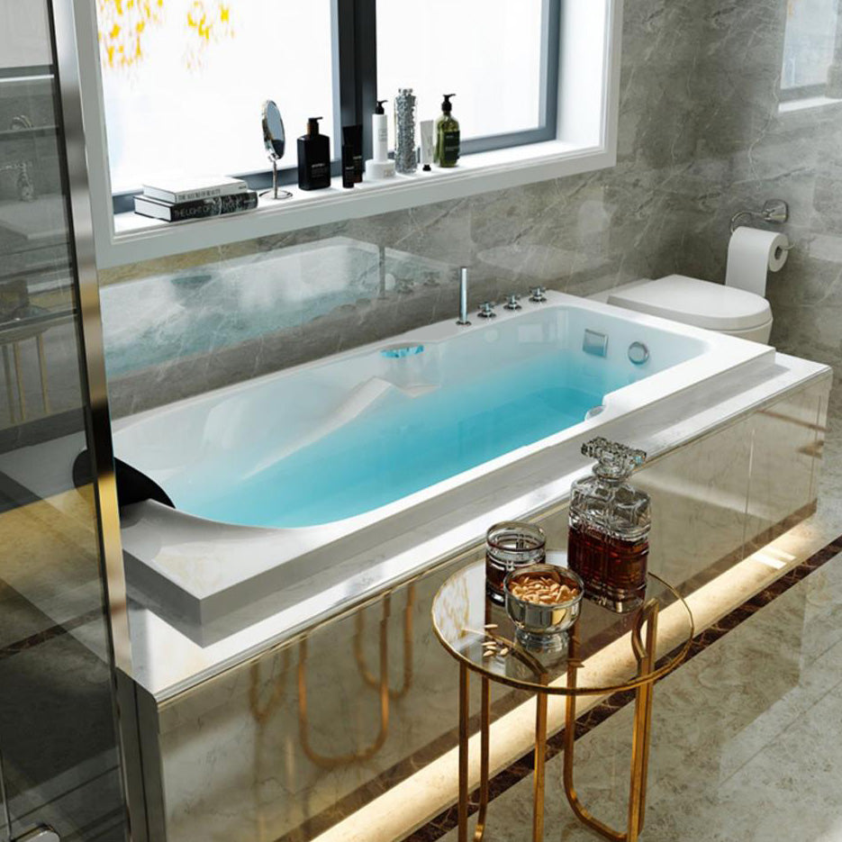Modern Acrylic Rectangular Bathtub White Drop-in Soaking Bath Clearhalo 'Bathroom Remodel & Bathroom Fixtures' 'Bathtubs' 'Home Improvement' 'home_improvement' 'home_improvement_bathtubs' 'Showers & Bathtubs' 7364222