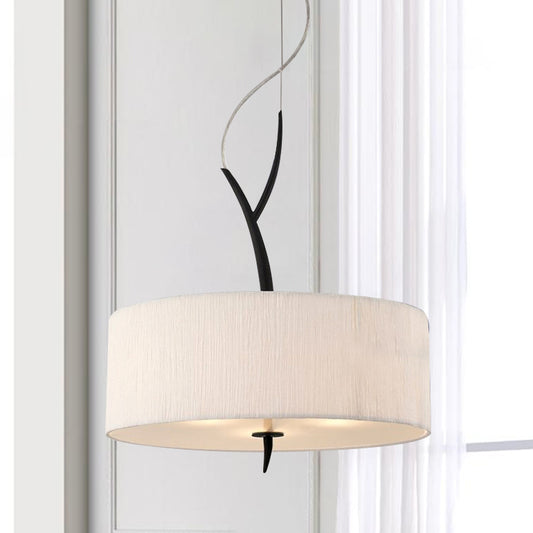 Drum Shape Pendant Chandelier Minimalist Fabric 3 Heads White/Black Ceiling Suspension Lamp White Clearhalo 'Ceiling Lights' 'Chandeliers' 'Modern Chandeliers' 'Modern' Lighting' 736431