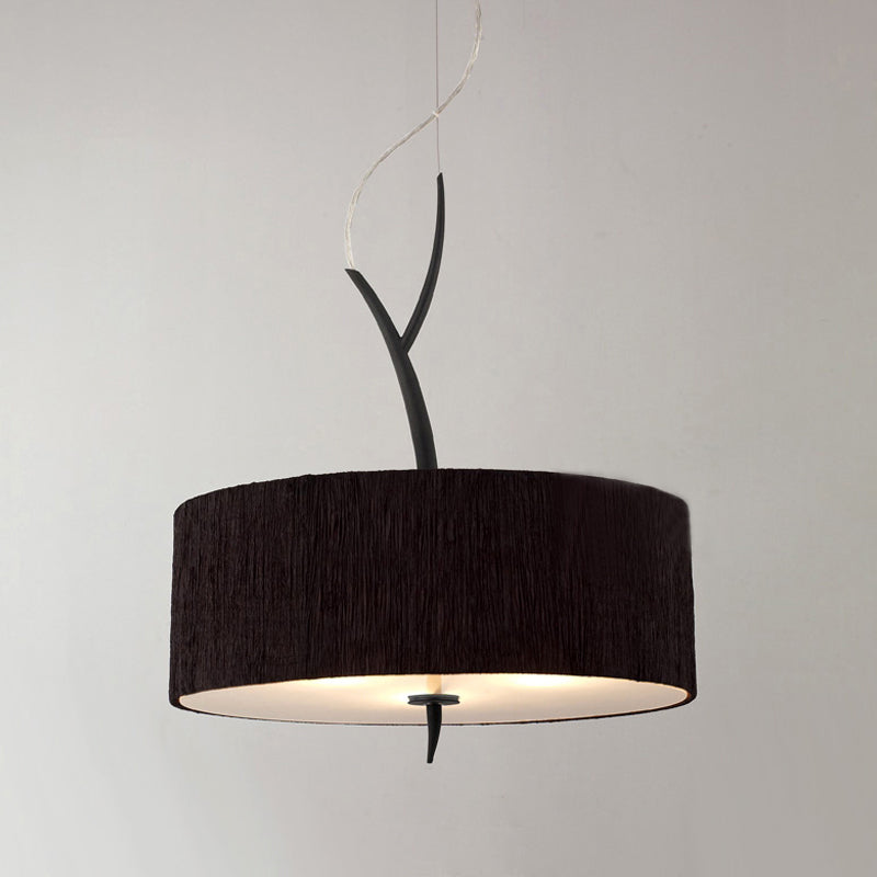 Drum Shape Pendant Chandelier Minimalist Fabric 3 Heads White/Black Ceiling Suspension Lamp Clearhalo 'Ceiling Lights' 'Chandeliers' 'Modern Chandeliers' 'Modern' Lighting' 736438