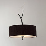 Drum Shape Pendant Chandelier Minimalist Fabric 3 Heads White/Black Ceiling Suspension Lamp Clearhalo 'Ceiling Lights' 'Chandeliers' 'Modern Chandeliers' 'Modern' Lighting' 736438