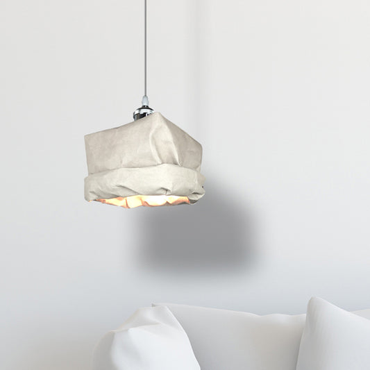 Sack Shape Kraft Paper Pendant Light Modernism 1-Head White Ceiling Suspension Lamp Clearhalo 'Ceiling Lights' 'Pendant Lights' 'Pendants' Lighting' 736455