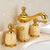 Traditional Wide Spread Bathroom Faucet Elegant Lavatory Faucet Yellow Clearhalo 'Bathroom Remodel & Bathroom Fixtures' 'Bathroom Sink Faucets' 'Bathroom Sinks & Faucet Components' 'bathroom_sink_faucets' 'Home Improvement' 'home_improvement' 'home_improvement_bathroom_sink_faucets' 7364737