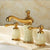 Traditional Wide Spread Bathroom Faucet Elegant Lavatory Faucet Green Clearhalo 'Bathroom Remodel & Bathroom Fixtures' 'Bathroom Sink Faucets' 'Bathroom Sinks & Faucet Components' 'bathroom_sink_faucets' 'Home Improvement' 'home_improvement' 'home_improvement_bathroom_sink_faucets' 7364740