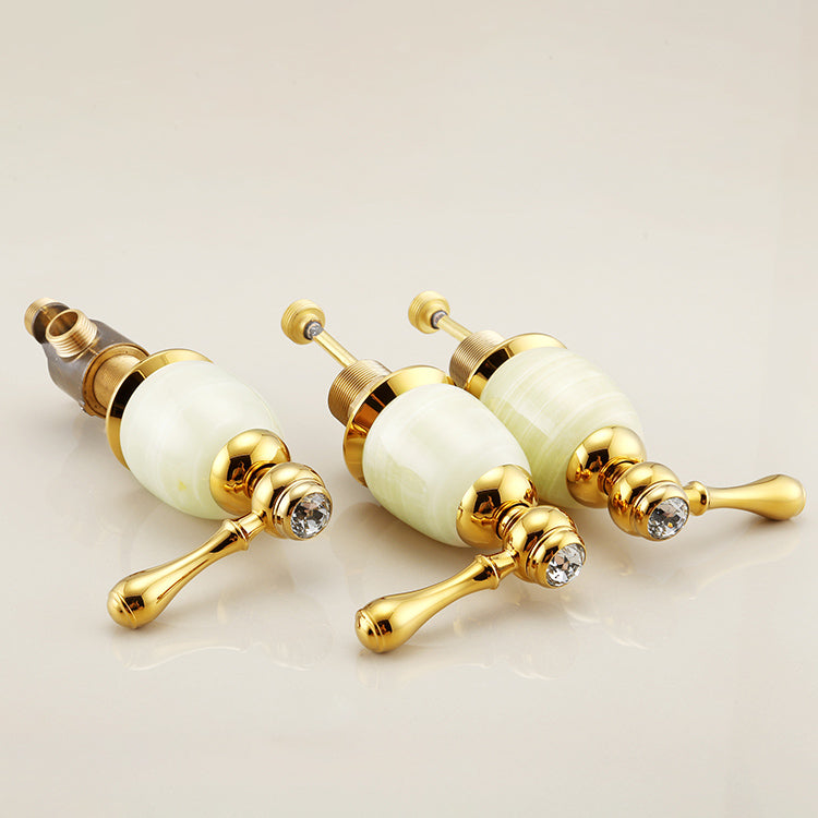 Traditional Wide Spread Bathroom Faucet Elegant Lavatory Faucet Clearhalo 'Bathroom Remodel & Bathroom Fixtures' 'Bathroom Sink Faucets' 'Bathroom Sinks & Faucet Components' 'bathroom_sink_faucets' 'Home Improvement' 'home_improvement' 'home_improvement_bathroom_sink_faucets' 7364745