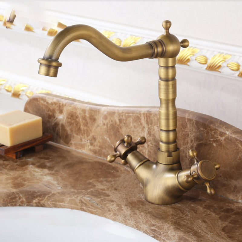 Industrial Wide Spread Bathroom Faucet 1-Handle Lavatory Faucet 9.4" Supply Lines Not Included Clearhalo 'Bathroom Remodel & Bathroom Fixtures' 'Bathroom Sink Faucets' 'Bathroom Sinks & Faucet Components' 'bathroom_sink_faucets' 'Home Improvement' 'home_improvement' 'home_improvement_bathroom_sink_faucets' 7364753