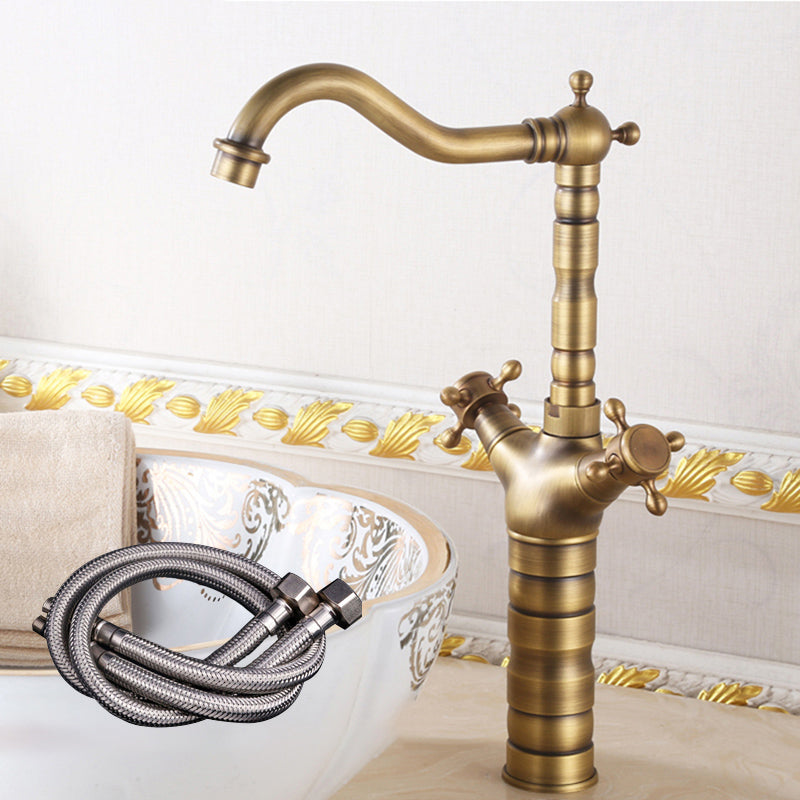 Industrial Wide Spread Bathroom Faucet 1-Handle Lavatory Faucet 14.8" Supply Lines Included Clearhalo 'Bathroom Remodel & Bathroom Fixtures' 'Bathroom Sink Faucets' 'Bathroom Sinks & Faucet Components' 'bathroom_sink_faucets' 'Home Improvement' 'home_improvement' 'home_improvement_bathroom_sink_faucets' 7364756