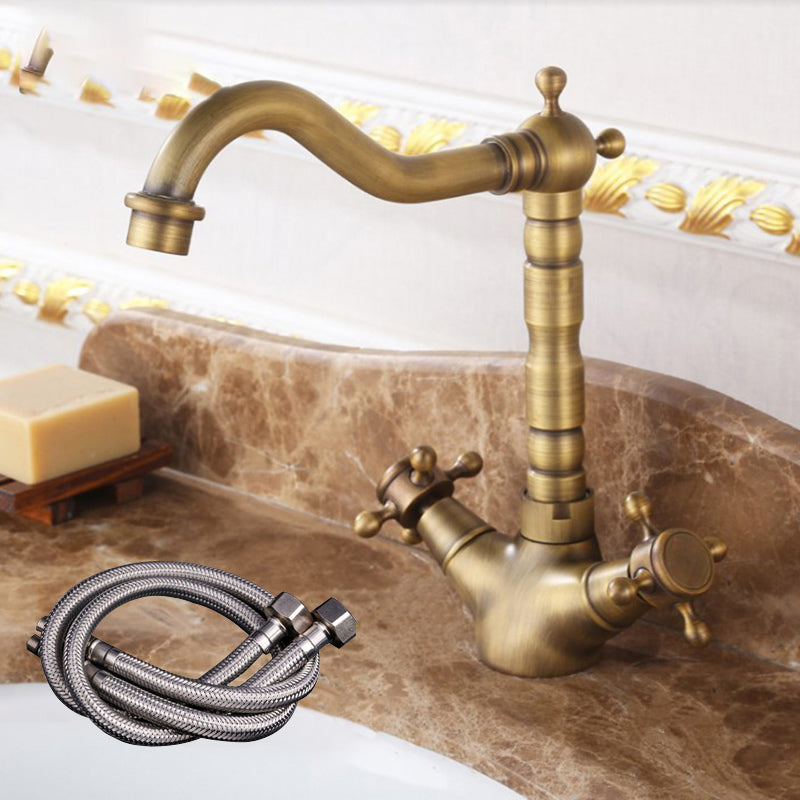 Industrial Wide Spread Bathroom Faucet 1-Handle Lavatory Faucet 9.4" Supply Lines Included Clearhalo 'Bathroom Remodel & Bathroom Fixtures' 'Bathroom Sink Faucets' 'Bathroom Sinks & Faucet Components' 'bathroom_sink_faucets' 'Home Improvement' 'home_improvement' 'home_improvement_bathroom_sink_faucets' 7364758