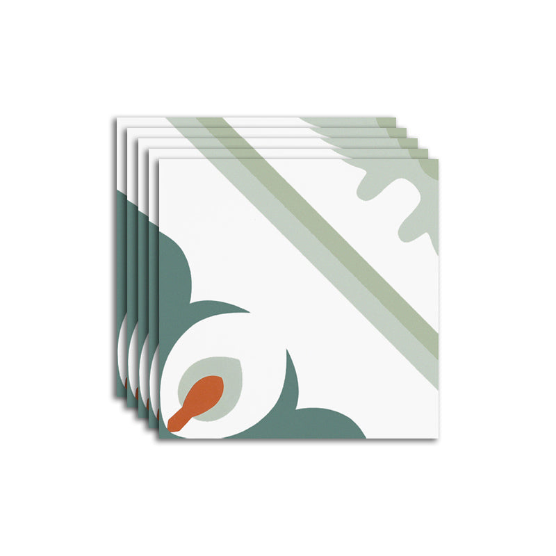 Patterned Singular Tile Ceramic Floor Tile with Square Shape Beige Green Clearhalo 'Floor Tiles & Wall Tiles' 'floor_tiles_wall_tiles' 'Flooring 'Home Improvement' 'home_improvement' 'home_improvement_floor_tiles_wall_tiles' Walls and Ceiling' 7364835