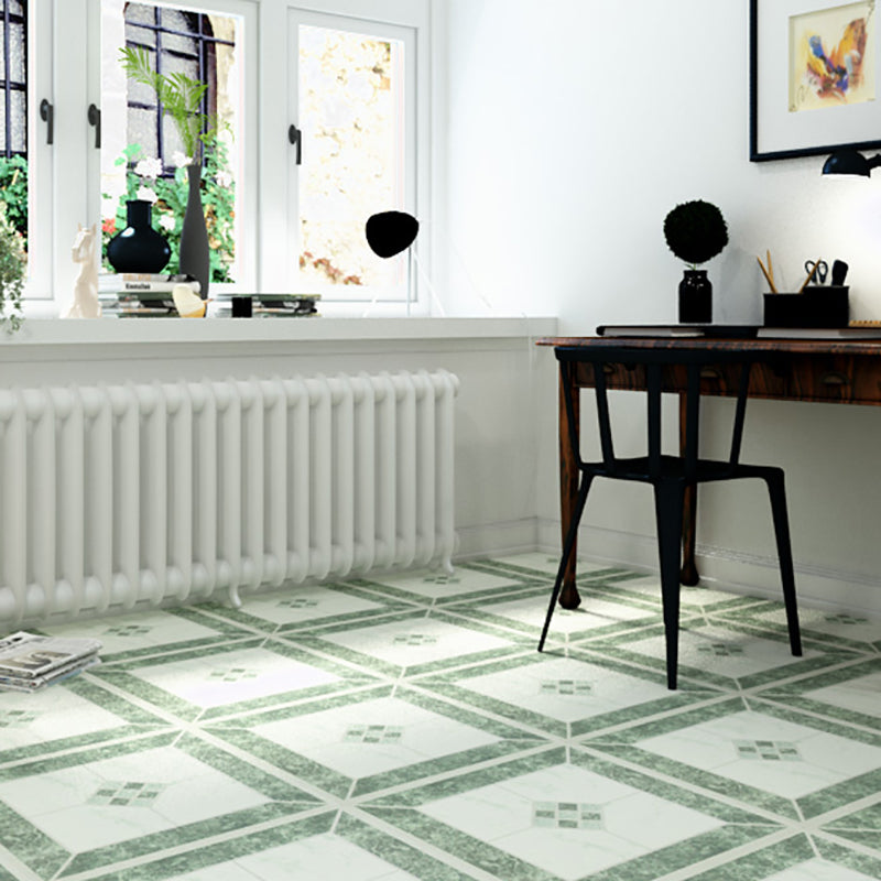 Modern Stone Look Plastic Floor Water Resistant Square Edge Floor Tiles Light Green 53.8 sq ft. - 55 Pieces Clearhalo 'Flooring 'Home Improvement' 'home_improvement' 'home_improvement_vinyl_flooring' 'Vinyl Flooring' 'vinyl_flooring' Walls and Ceiling' 7364900
