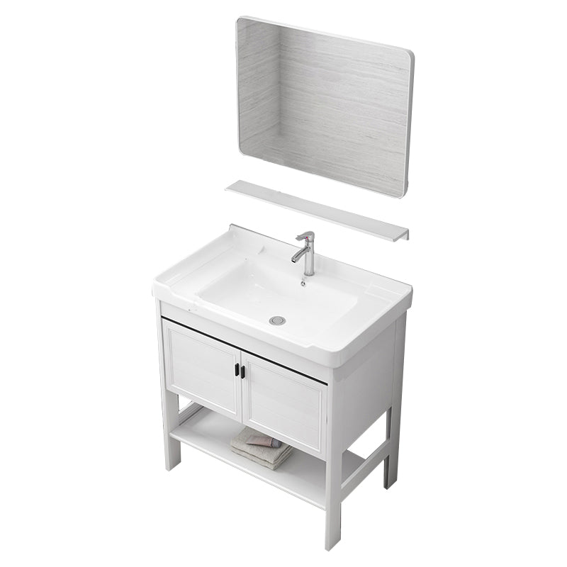 Freestanding Bathroom Sink Vanity Glam Single-Sink Bathroom Vanity Vanity & Faucet & Mirrors Clearhalo 'Bathroom Remodel & Bathroom Fixtures' 'Bathroom Vanities' 'bathroom_vanities' 'Home Improvement' 'home_improvement' 'home_improvement_bathroom_vanities' 7365318
