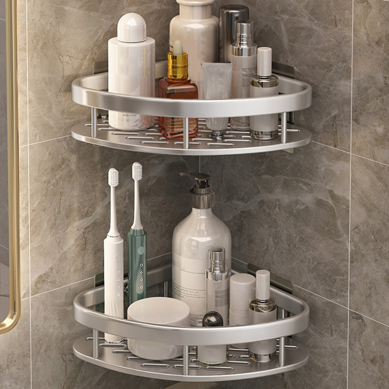 Silver/Black Bath Hardware Set Modern 1/2/3 - Piece Bath Shelf Clearhalo 'Bathroom Hardware Sets' 'Bathroom Hardware' 'Bathroom Remodel & Bathroom Fixtures' 'bathroom_hardware_sets' 'Home Improvement' 'home_improvement' 'home_improvement_bathroom_hardware_sets' 7365361