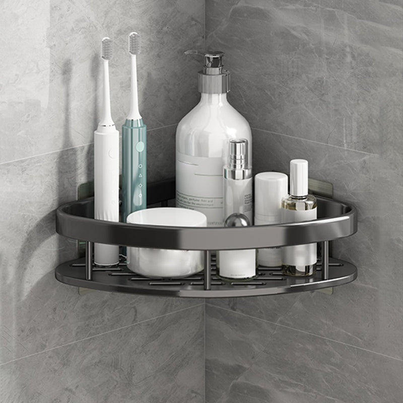 Silver/Black Bath Hardware Set Modern 1/2/3 - Piece Bath Shelf 11" Black 1 Piece Clearhalo 'Bathroom Hardware Sets' 'Bathroom Hardware' 'Bathroom Remodel & Bathroom Fixtures' 'bathroom_hardware_sets' 'Home Improvement' 'home_improvement' 'home_improvement_bathroom_hardware_sets' 7365362