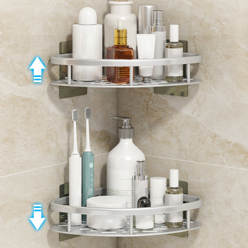 Silver/Black Bath Hardware Set Modern 1/2/3 - Piece Bath Shelf Clearhalo 'Bathroom Hardware Sets' 'Bathroom Hardware' 'Bathroom Remodel & Bathroom Fixtures' 'bathroom_hardware_sets' 'Home Improvement' 'home_improvement' 'home_improvement_bathroom_hardware_sets' 7365365