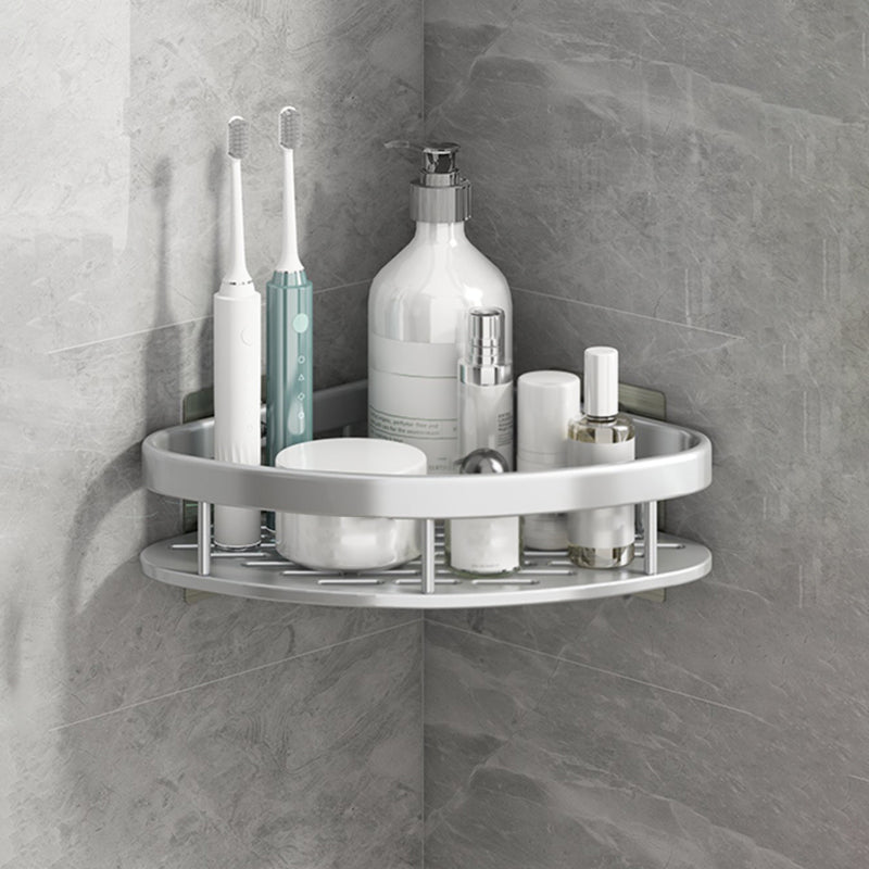 Silver/Black Bath Hardware Set Modern 1/2/3 - Piece Bath Shelf 11" Silver 1 Piece Clearhalo 'Bathroom Hardware Sets' 'Bathroom Hardware' 'Bathroom Remodel & Bathroom Fixtures' 'bathroom_hardware_sets' 'Home Improvement' 'home_improvement' 'home_improvement_bathroom_hardware_sets' 7365367