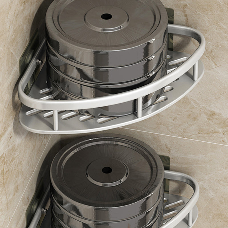 Silver/Black Bath Hardware Set Modern 1/2/3 - Piece Bath Shelf Clearhalo 'Bathroom Hardware Sets' 'Bathroom Hardware' 'Bathroom Remodel & Bathroom Fixtures' 'bathroom_hardware_sets' 'Home Improvement' 'home_improvement' 'home_improvement_bathroom_hardware_sets' 7365368