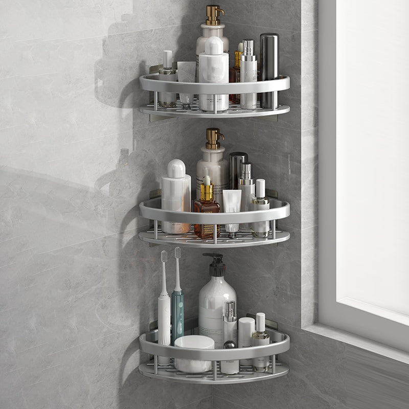 Silver/Black Bath Hardware Set Modern 1/2/3 - Piece Bath Shelf 11" Silver 3 Piece Set Clearhalo 'Bathroom Hardware Sets' 'Bathroom Hardware' 'Bathroom Remodel & Bathroom Fixtures' 'bathroom_hardware_sets' 'Home Improvement' 'home_improvement' 'home_improvement_bathroom_hardware_sets' 7365371