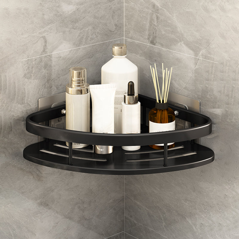 Silver/Black Bath Hardware Set Modern 1/2/3 - Piece Bath Shelf 11.5" Black 1 Piece Clearhalo 'Bathroom Hardware Sets' 'Bathroom Hardware' 'Bathroom Remodel & Bathroom Fixtures' 'bathroom_hardware_sets' 'Home Improvement' 'home_improvement' 'home_improvement_bathroom_hardware_sets' 7365374