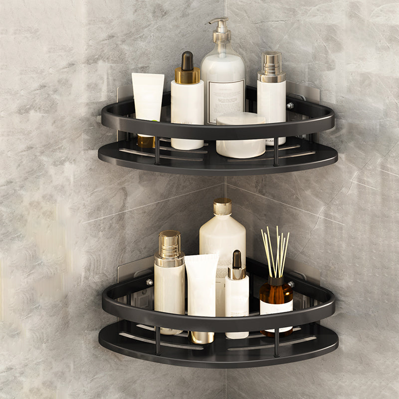 Silver/Black Bath Hardware Set Modern 1/2/3 - Piece Bath Shelf 11.5" Black 2 Piece Set Clearhalo 'Bathroom Hardware Sets' 'Bathroom Hardware' 'Bathroom Remodel & Bathroom Fixtures' 'bathroom_hardware_sets' 'Home Improvement' 'home_improvement' 'home_improvement_bathroom_hardware_sets' 7365375