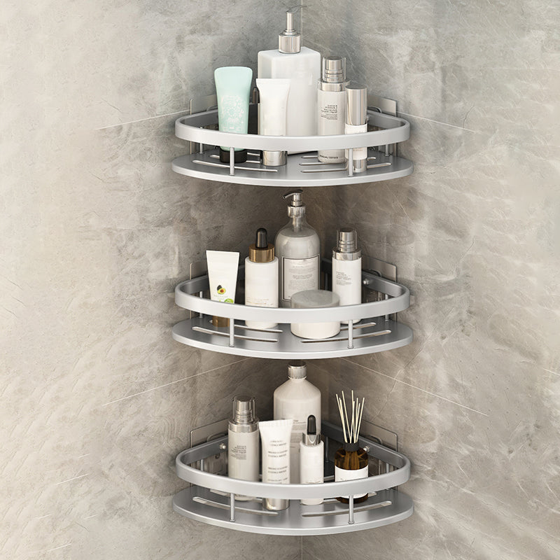 Silver/Black Bath Hardware Set Modern 1/2/3 - Piece Bath Shelf 11.5" Silver 3 Piece Set Clearhalo 'Bathroom Hardware Sets' 'Bathroom Hardware' 'Bathroom Remodel & Bathroom Fixtures' 'bathroom_hardware_sets' 'Home Improvement' 'home_improvement' 'home_improvement_bathroom_hardware_sets' 7365380