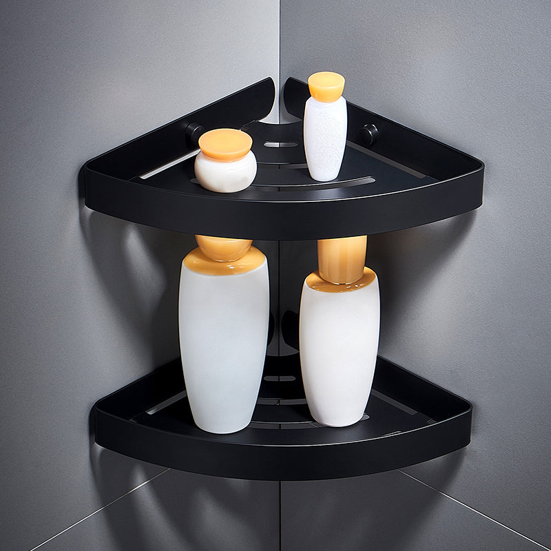 Silver/Black Bathroom Accessory Set Modern 1/2/3 - Piece Bath Shelf Black 2 Piece Set Clearhalo 'Bathroom Hardware Sets' 'Bathroom Hardware' 'Bathroom Remodel & Bathroom Fixtures' 'bathroom_hardware_sets' 'Home Improvement' 'home_improvement' 'home_improvement_bathroom_hardware_sets' 7365407