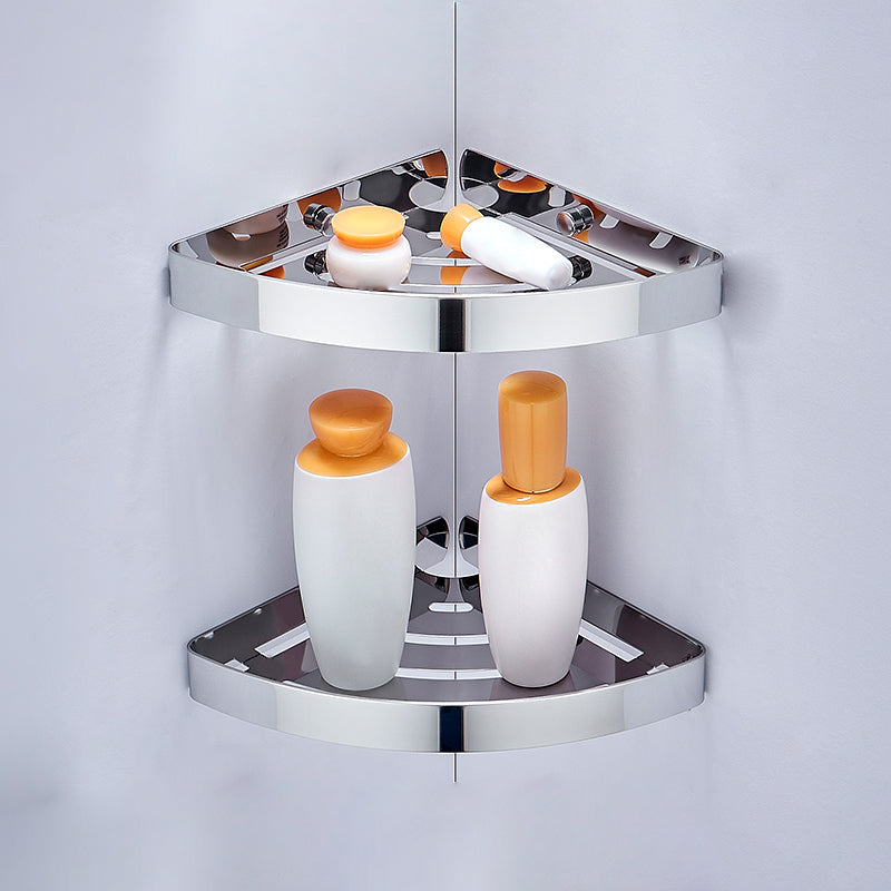 Silver/Black Bathroom Accessory Set Modern 1/2/3 - Piece Bath Shelf Silver 2 Piece Set Clearhalo 'Bathroom Hardware Sets' 'Bathroom Hardware' 'Bathroom Remodel & Bathroom Fixtures' 'bathroom_hardware_sets' 'Home Improvement' 'home_improvement' 'home_improvement_bathroom_hardware_sets' 7365409