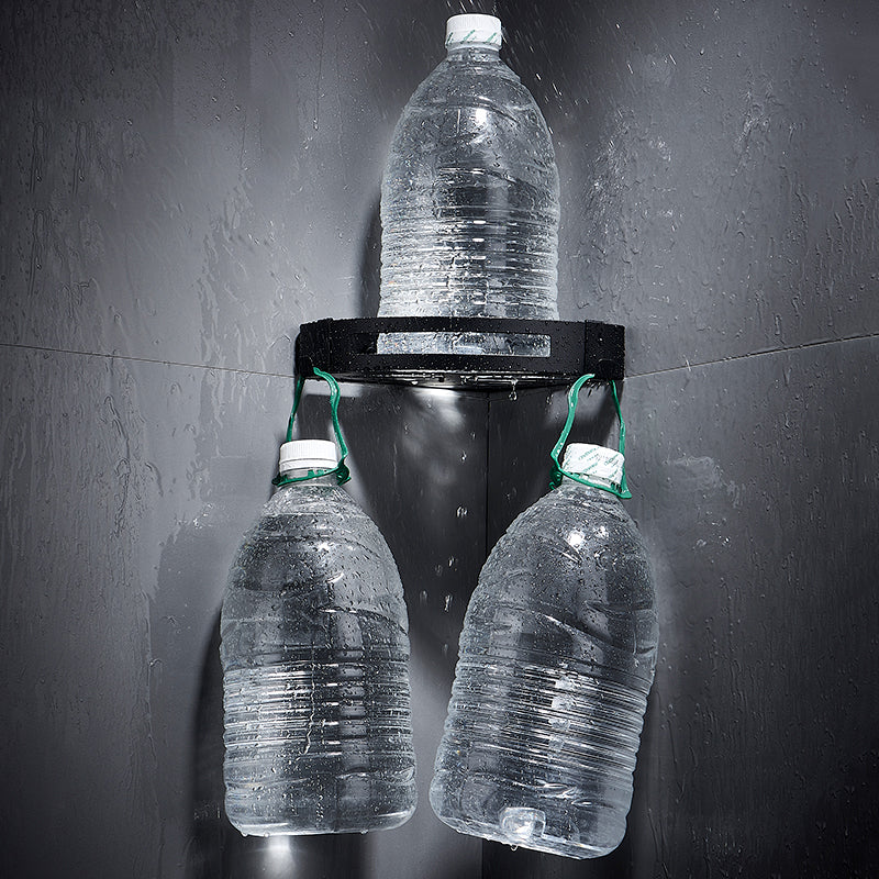 Silver/Black Bathroom Accessory Set Modern 1/2/3 - Piece Bath Shelf Clearhalo 'Bathroom Hardware Sets' 'Bathroom Hardware' 'Bathroom Remodel & Bathroom Fixtures' 'bathroom_hardware_sets' 'Home Improvement' 'home_improvement' 'home_improvement_bathroom_hardware_sets' 7365410