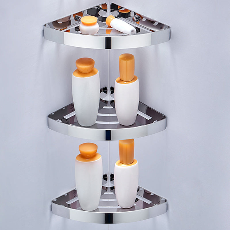 Silver/Black Bathroom Accessory Set Modern 1/2/3 - Piece Bath Shelf Silver 3 Piece Set Clearhalo 'Bathroom Hardware Sets' 'Bathroom Hardware' 'Bathroom Remodel & Bathroom Fixtures' 'bathroom_hardware_sets' 'Home Improvement' 'home_improvement' 'home_improvement_bathroom_hardware_sets' 7365412